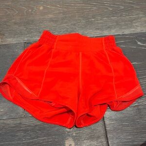 Lululemon-Hotty Hot High-Rise Lined Red Short 4”